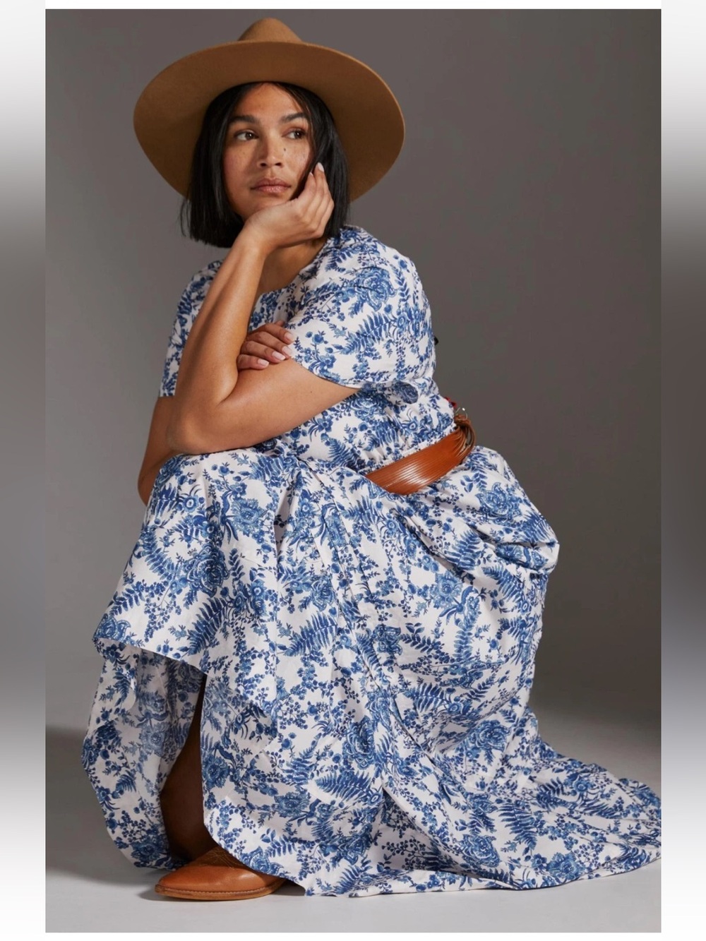 Anthropologie Cotton Somerset Tiered Maxi Dress In Blue Chinoiserie Size Medium - Picture 7 of 16